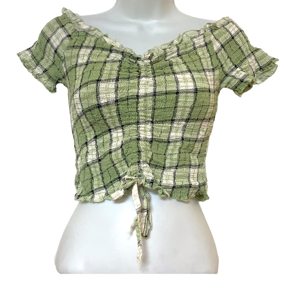 Plaid Scrunch Crop Top